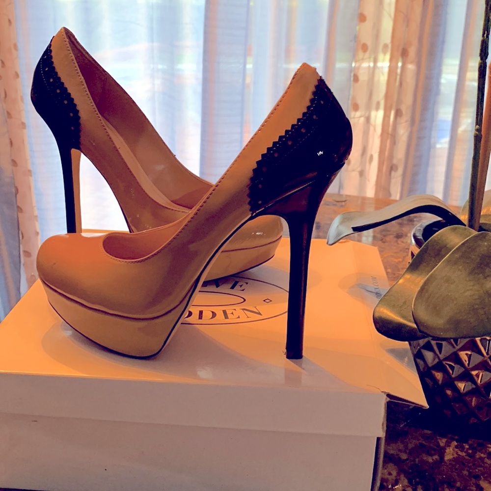 Tan and black Michael kids heels size 8